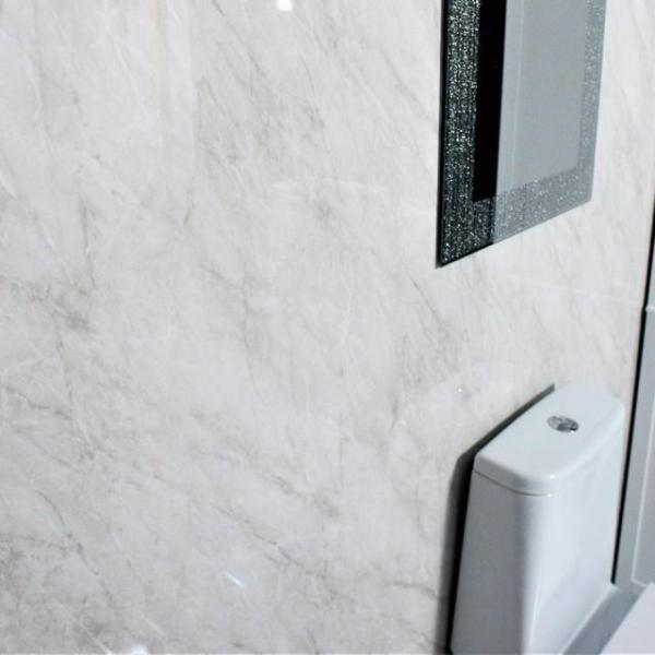 Grey Marble Large 10mm Thick Bathroom Shower Panel 1m x 2.4m - Claddtech