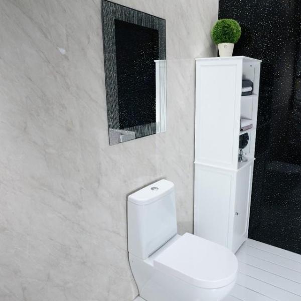 Grey Marble Large 10mm Thick Bathroom Shower Panel 1m x 2.4m - Claddtech