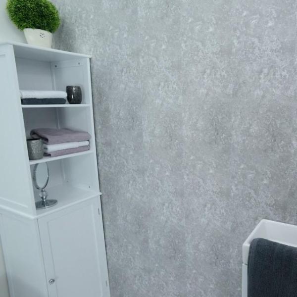 Concrete Grey 5mm Bathroom Wall Panels PVC 5mm Thick Cladding 2.6m x 250mm - Claddtech
