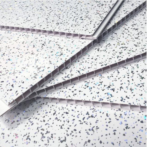 Platinum White Sparkle 5mm Wall Cladding For Bathrooms 2.6m x 0.25m - Claddtech