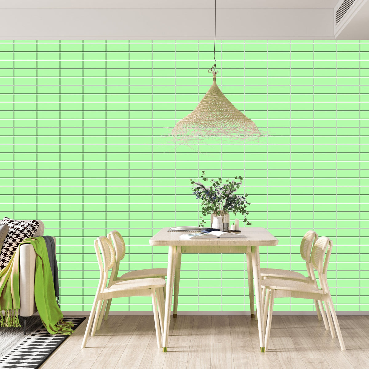 Green Horizontal Block Tile Acrylic Shower Wall Panel 2440mm x 1220mm ...