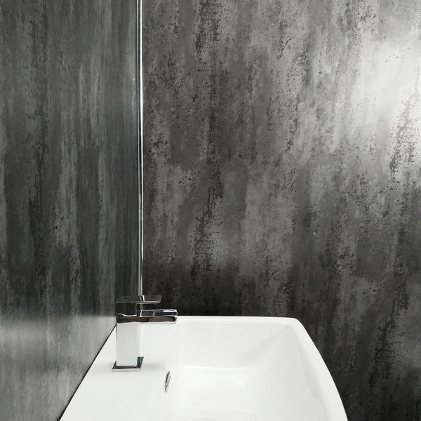 Grey Metallic Retro Large 10mm Thick Bathroom Wall PVC Cladding Panels - Claddtech