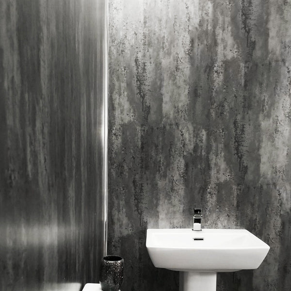 Grey Metallic Retro Large 10mm Thick Bathroom Wall PVC Cladding Panels - Claddtech
