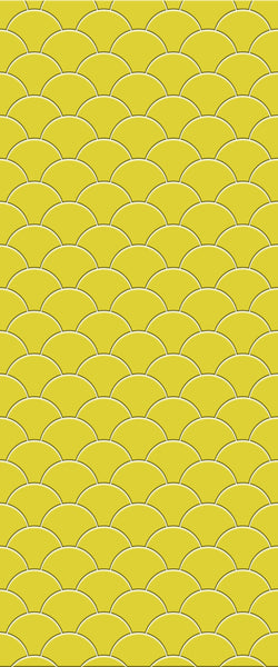 Yellow Fishscales Tile Acrylic Shower Panel 2440mm x 1220mm (3mm Thick) - CladdTech