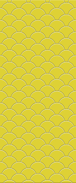 Yellow Fishscales Tile Acrylic Shower Panel 2440mm x 1220mm (3mm Thick) - CladdTech