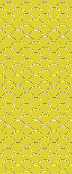 Yellow Fishscales Tile Acrylic Shower Panel 2440mm x 1220mm (3mm Thick) - CladdTech