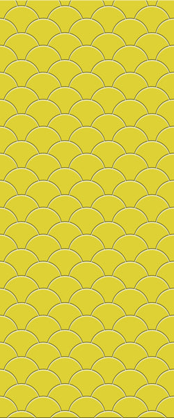 Yellow Fishscales Tile Acrylic Shower Panel 2440mm x 1220mm (3mm Thick) - CladdTech