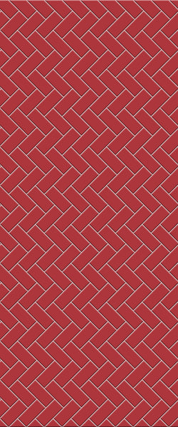 Red Diagonal Herringbone Tile Acrylic Shower Panel 2440mm x 1220mm ( 3mm Thick) - CladdTech