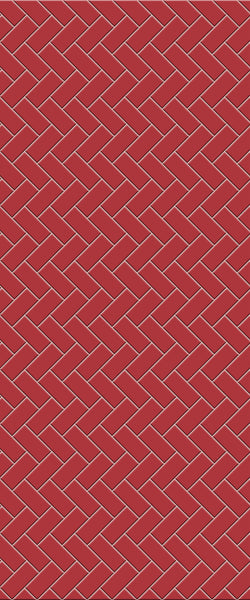 Red Diagonal Herringbone Tile Acrylic Shower Panel 2440mm x 1220mm ( 3mm Thick) - CladdTech