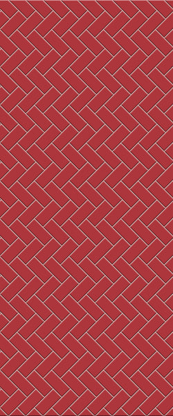 Red Diagonal Herringbone Tile Acrylic Shower Panel 2440mm x 1220mm ( 3mm Thick) - CladdTech