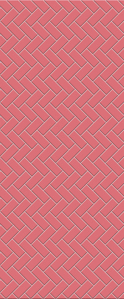 Red Diagonal Herringbone Tile Acrylic Shower Panel 2440mm x 1220mm ( 3mm Thick) - CladdTech
