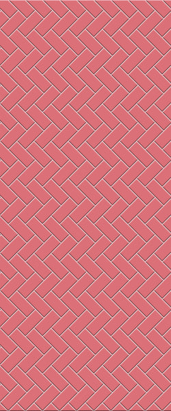 Red Diagonal Herringbone Tile Acrylic Shower Panel 2440mm x 1220mm ( 3mm Thick) - CladdTech