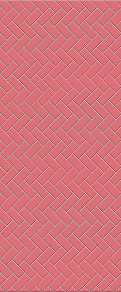 Red Diagonal Herringbone Tile Acrylic Shower Panel 2440mm x 1220mm ( 3mm Thick) - CladdTech