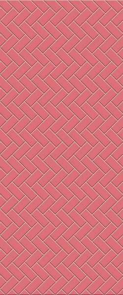Red Diagonal Herringbone Tile Acrylic Shower Panel 2440mm x 1220mm ( 3mm Thick) - CladdTech