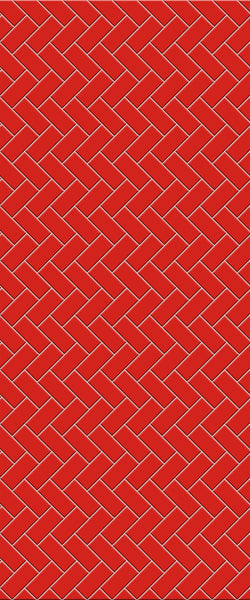 Red Diagonal Herringbone Tile Acrylic Shower Panel 2440mm x 1220mm ( 3mm Thick) - CladdTech