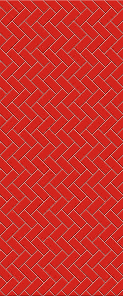 Red Diagonal Herringbone Tile Acrylic Shower Panel 2440mm x 1220mm ( 3mm Thick) - CladdTech