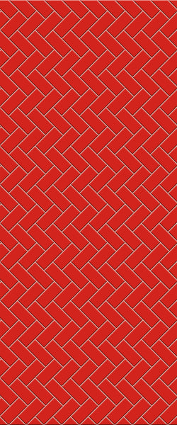 Red Diagonal Herringbone Tile Acrylic Shower Panel 2440mm x 1220mm ( 3mm Thick) - CladdTech