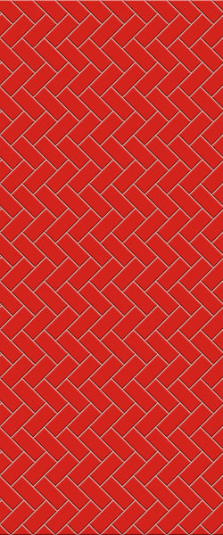 Red Diagonal Herringbone Tile Acrylic Shower Panel 2440mm x 1220mm ( 3mm Thick) - CladdTech