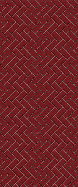 Red Diagonal Herringbone Tile Acrylic Shower Panel 2440mm x 1220mm ( 3mm Thick) - CladdTech