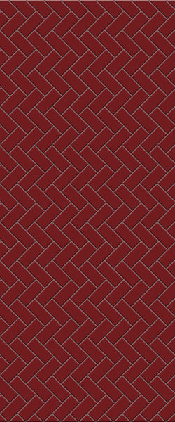 Red Diagonal Herringbone Tile Acrylic Shower Panel 2440mm x 1220mm ( 3mm Thick) - CladdTech