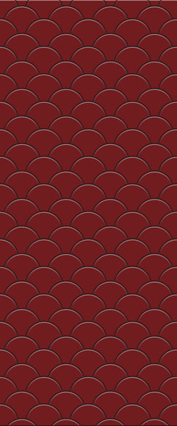 Red Fishscales Tile Acrylic Shower Panel 2440mm x 1220mm (3mm Thick) - CladdTech