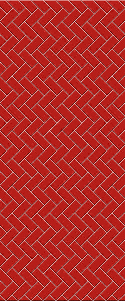 Red Diagonal Herringbone Tile Acrylic Shower Panel 2440mm x 1220mm ( 3mm Thick) - CladdTech