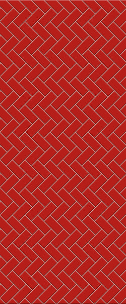 Red Diagonal Herringbone Tile Acrylic Shower Panel 2440mm x 1220mm ( 3mm Thick) - CladdTech
