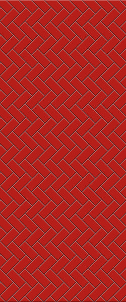Red Diagonal Herringbone Tile Acrylic Shower Panel 2440mm x 1220mm ( 3mm Thick) - CladdTech