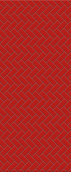 Red Diagonal Herringbone Tile Acrylic Shower Panel 2440mm x 1220mm ( 3mm Thick) - CladdTech
