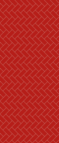 Red Diagonal Herringbone Tile Acrylic Shower Panel 2440mm x 1220mm ( 3mm Thick) - CladdTech