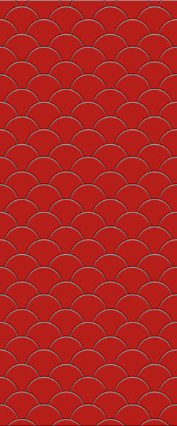 Red Fishscales Tile Acrylic Shower Panel 2440mm x 1220mm (3mm Thick) - CladdTech