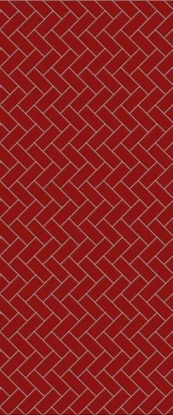 Red Diagonal Herringbone Tile Acrylic Shower Panel 2440mm x 1220mm ( 3mm Thick) - CladdTech