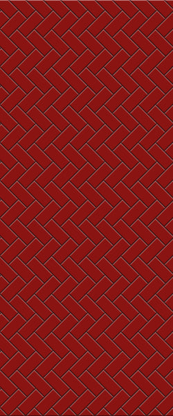 Red Diagonal Herringbone Tile Acrylic Shower Panel 2440mm x 1220mm ( 3mm Thick) - CladdTech