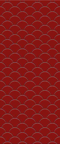 Red Fishscales Tile Acrylic Shower Panel 2440mm x 1220mm (3mm Thick) - CladdTech