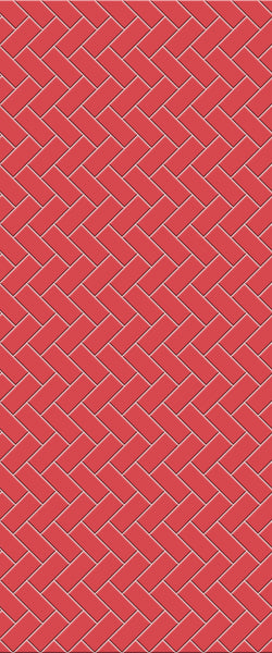 Red Diagonal Herringbone Tile Acrylic Shower Panel 2440mm x 1220mm ( 3mm Thick) - CladdTech