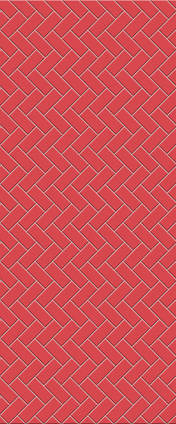Red Diagonal Herringbone Tile Acrylic Shower Panel 2440mm x 1220mm ( 3mm Thick) - CladdTech
