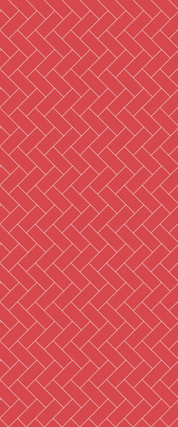 Red Diagonal Herringbone Tile Acrylic Shower Panel 2440mm x 1220mm ( 3mm Thick) - CladdTech