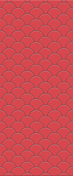 Red Fishscales Tile Acrylic Shower Panel 2440mm x 1220mm (3mm Thick) - CladdTech