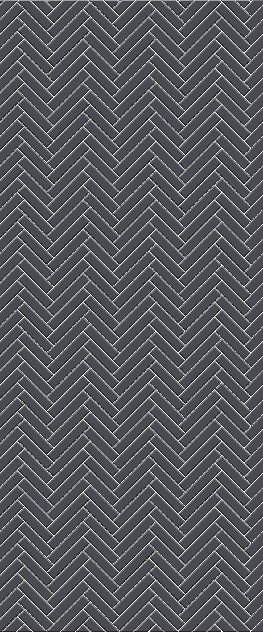 Grey Single Herringbone Tile Acrylic Shower Wall Panel 2440mm x 1220mm (3mm Thick) - CladdTech