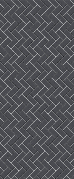 Grey Diagonal Herringbone Tile Acrylic Shower Wall Panel 2440mm x 1220mm (3mm Thick) - CladdTech