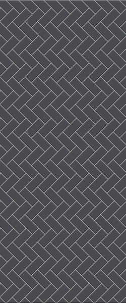 Grey Diagonal Herringbone Tile Acrylic Shower Wall Panel 2440mm x 1220mm (3mm Thick) - CladdTech