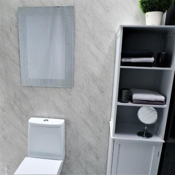 Grey Marble Large 10mm Thick Bathroom Shower Panel 1m x 2.4m - Claddtech