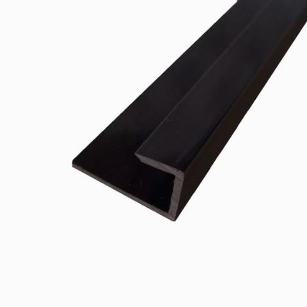 End Cap Trim Black Finish, or J Trim, Universal Trim or Starter Trim, for 10mm Cladding Wall Panels 2.4m Long - Claddtech
