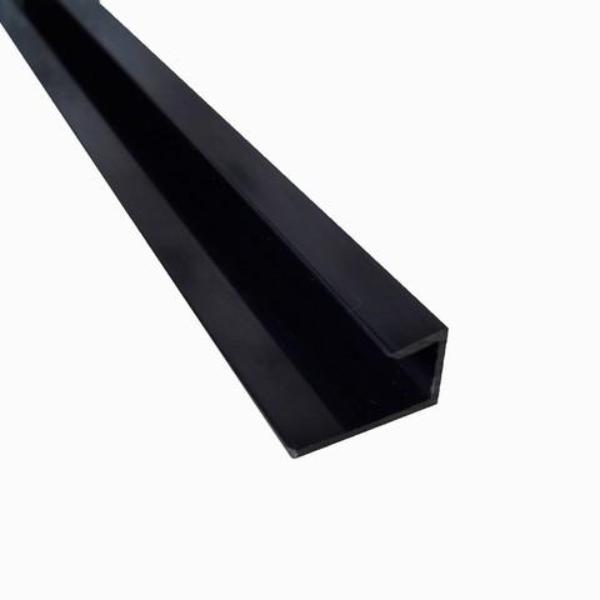 End Cap Trim Black Finish, or J Trim, Universal Trim or Starter Trim, for 10mm Cladding Wall Panels 2.4m Long - Claddtech