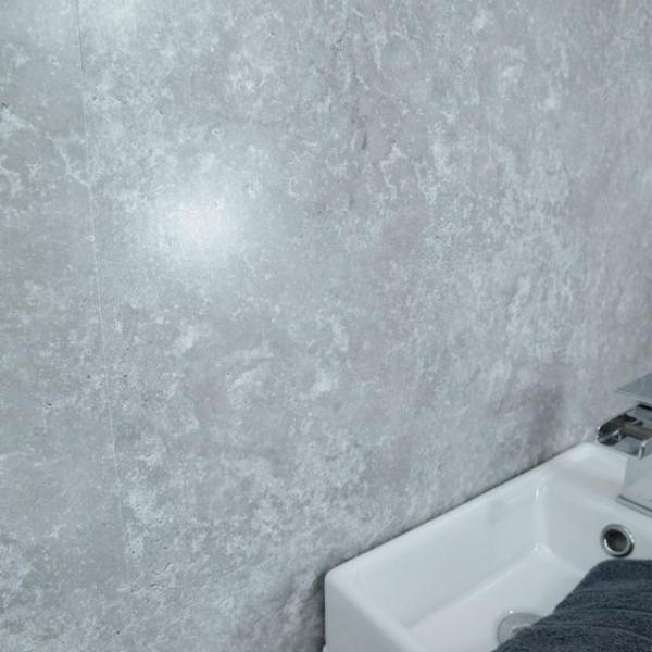 Concrete Grey 5mm Bathroom Wall Panels PVC 5mm Thick Cladding 2.6m x 250mm - Claddtech