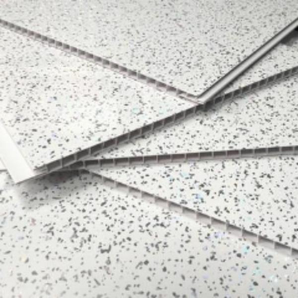 Platinum White Sparkle Bathroom Wall Panels PVC 8mm Thick Cladding 2.6m x 250mm - Claddtech