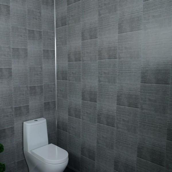 Dark Grey Large Tile 5mm PVC Wall Panels For Walls - Claddtech