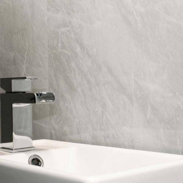 Grey Stone Marble Bathroom Wall Panels PVC 5mm Thick Cladding 2.6m x 250mm - Claddtech