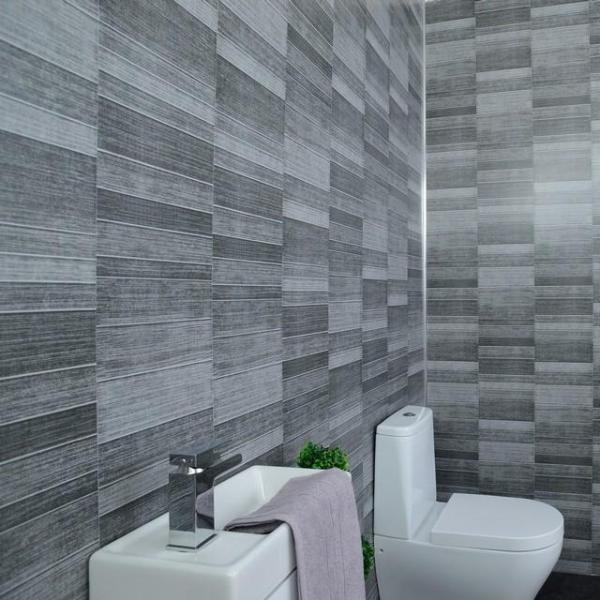 Grey Anthracite Tile Effect Bathroom Wall Cladding Shower Panels 2.6m x 0.25m x 5mm - Claddtech