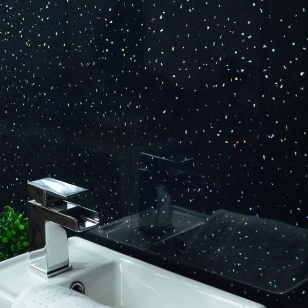 Black Sparkle 5mm Cladding Bathroom Wall Panels 2.6m x 0.25m - CladdTech